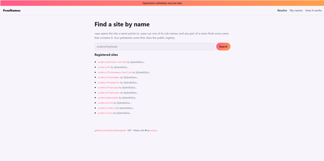 FreeNames screenshot